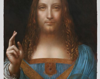 Salvator Mundi - Leonardo da Vinci hand-painted oil painting replica, Portrait of Christ by the Renaissance, Savior of the World painting
