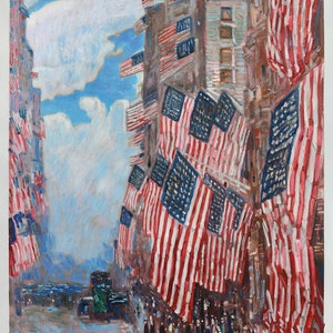 The Fourth of July, 1916 - Frederick Childe Hassam hand-painted oil painting reproduction, The Greatest Display of American Flag in New York