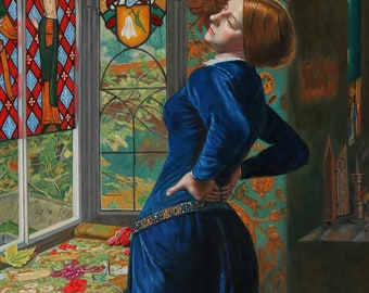 堀のある農場のマリアナ - ジョン・エヴァレット・ミレー卿の手描きの