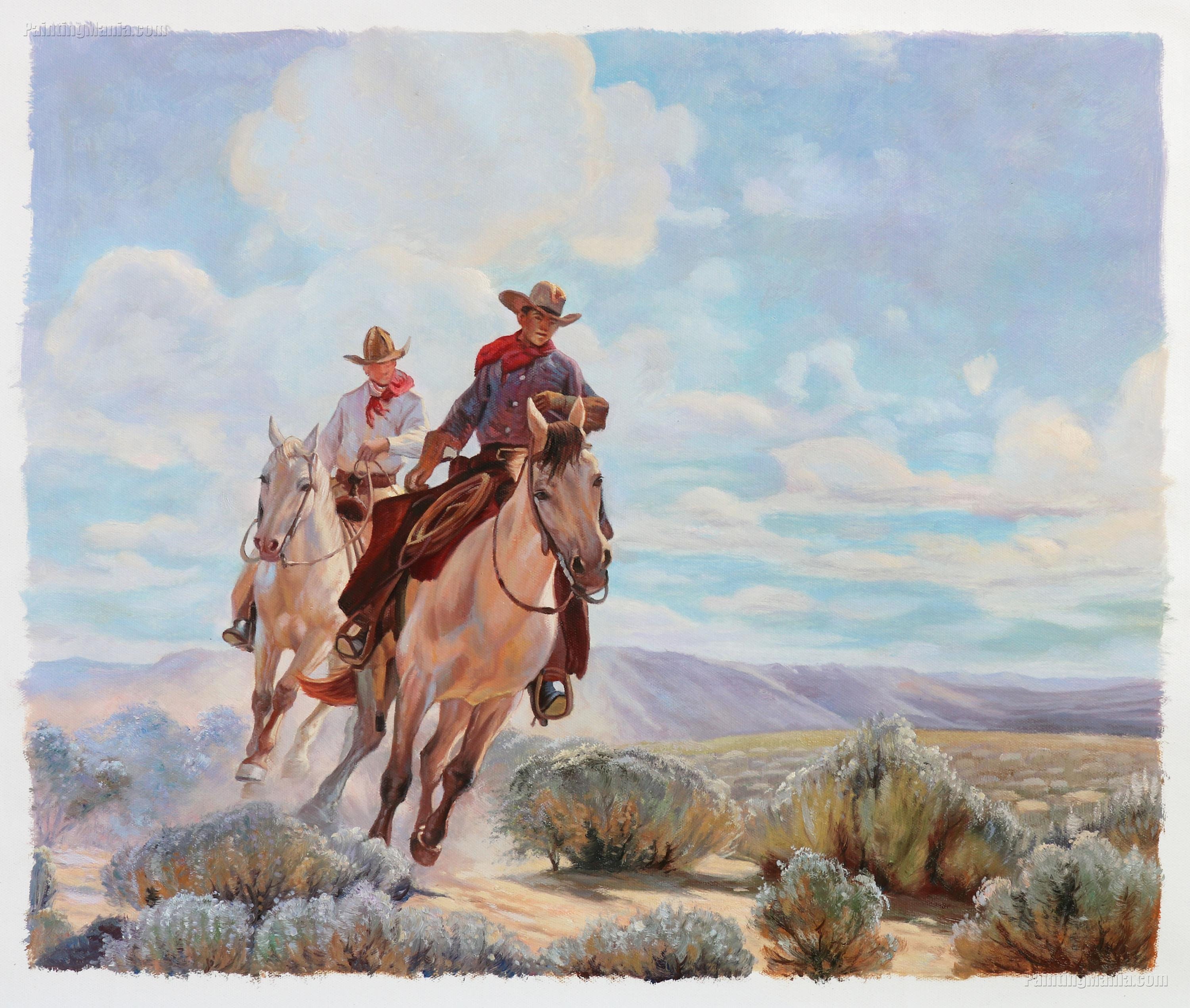 Riding the Range William Herbert Dunton Hand-painted picture