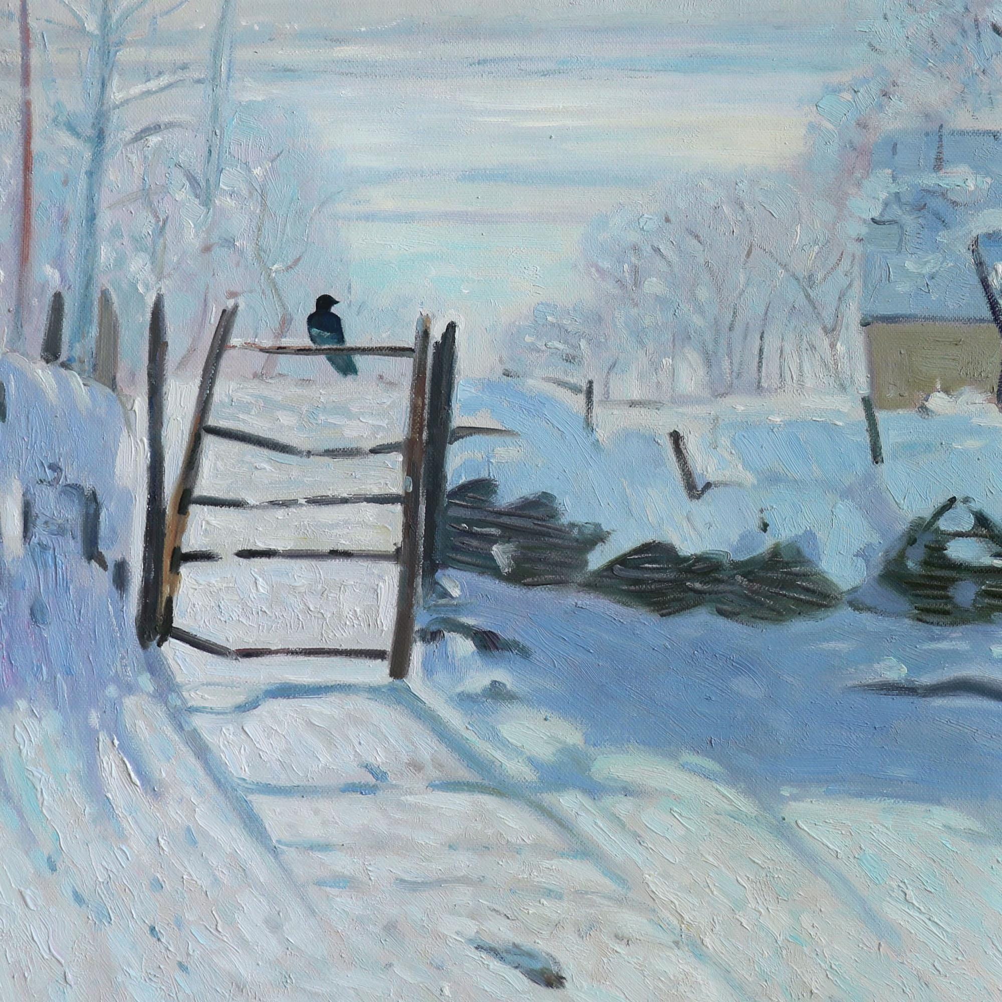 カササギ - クロード・モネの手描き油絵複製画、絶妙な雪景色、陽光に