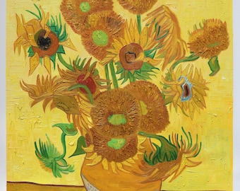 Sunflowers - Vincent van Gogh hand-painted oil painting reproduction, Tournesols,bouquets of vibrant flowers,still life,bedroom wall decor