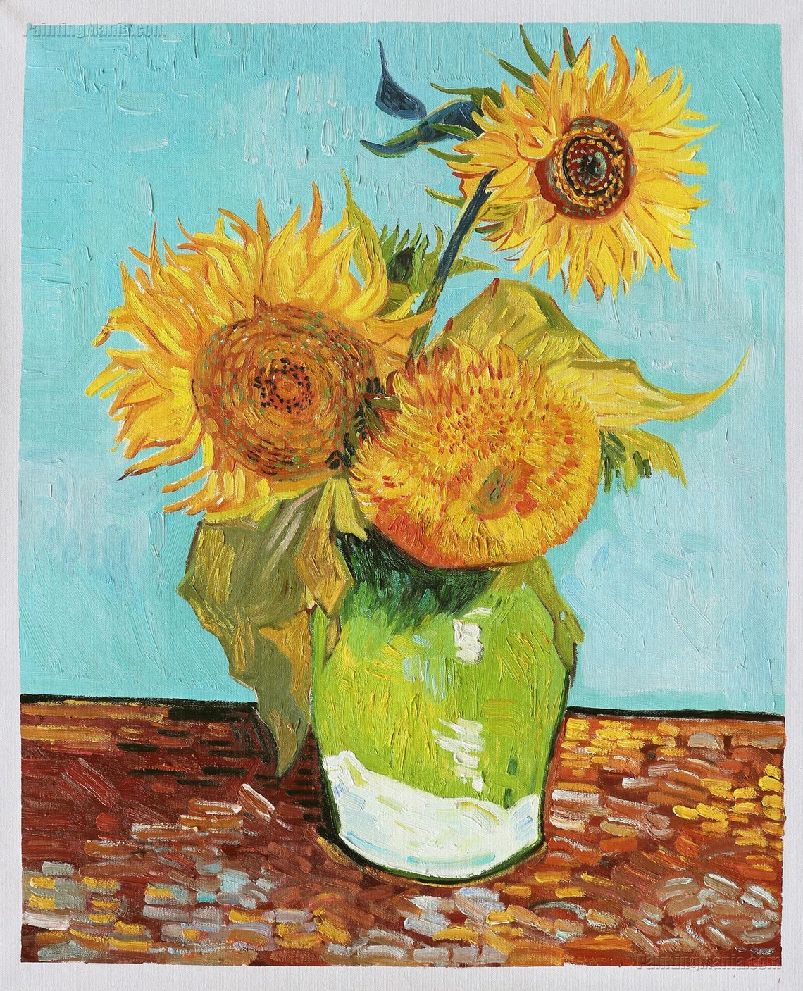 Three Sunflowers in a Vase Vincent van Gogh hand-painted ...