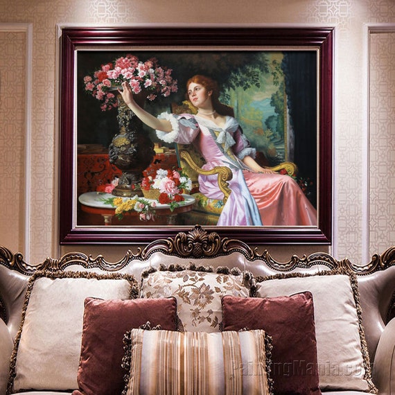 【過去作・最高傑作品・素敵なアート作品】クラシックなピンクドレスの女性の絵画 蝶を追いかける画家の娘たち、1756年頃（キャンバスに油彩）