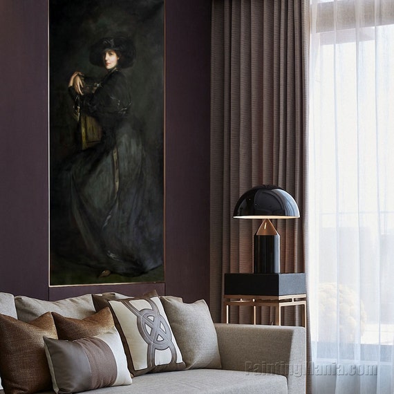 黒衣の女（トレバー夫人） - ジョン・ラヴェリー卿の油絵複製、大きな