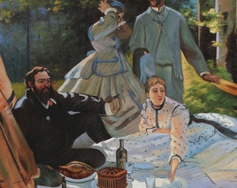 Dejeuner sur l'herbe (ピクニック)。右の断片 - クロード・モネの