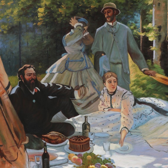 Dejeuner sur l'herbe (ピクニック)。右の断片 - クロード・モネの