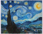星月夜 - ヴィンセント・ヴァン・ゴッホの手描きの油絵の複製、糸杉と