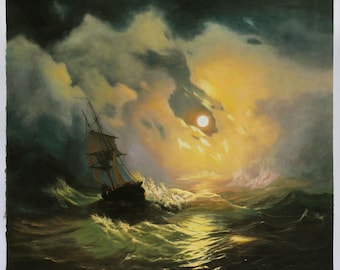 井原智義油絵[熱海夜景]SMサイズ 油絵 油彩 油彩画 絵 絵画【夕日の海辺】 | HIROSHI1990
