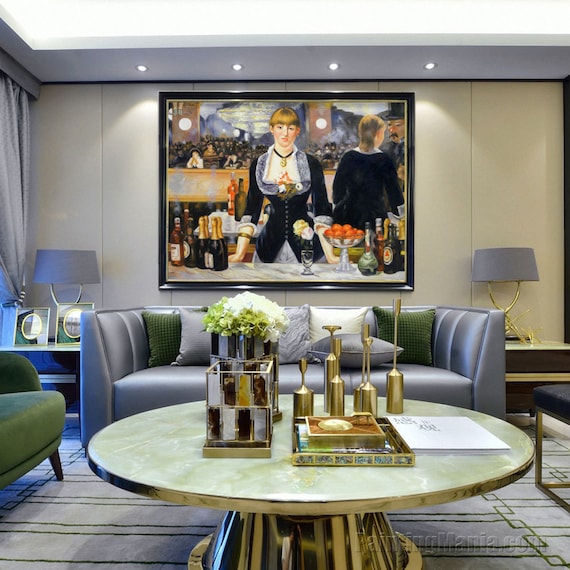 フォリーベルジュールのバー　マネ　複製画　油彩 楽天市場】手描き 油絵 複製画 エドゥアール・マネ「フォリー