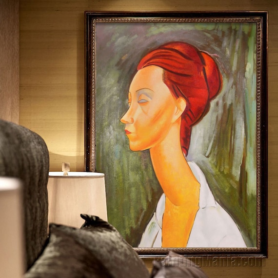 Ritratto di Lunia Czechowska riproduzione di dipinti a mano pittura a olio di Amedeo Modigliani, ritratto astratto, donna rossa dei capelli in più Ritratto di Lunia Czechowska riproduzione di dipinti a mano pittura a olio di Amedeo Modigliani, ritratto astratto, donna rossa dei capelli in più