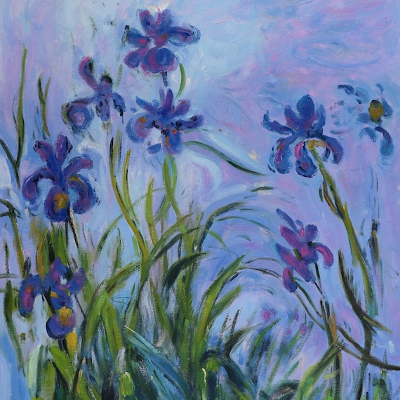 ライラックのアイリス - クロード・モネの手描きの油絵の複製、風景の