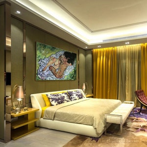 Embrace (lovers II) - Egon Schiele Hand-painted Oil Painting Replica