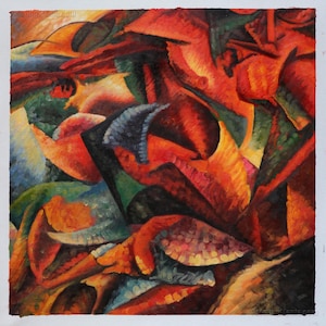 Dynamism of a Human Body - Umberto Boccioni hand-painted oil painting reproduction,Futurism Art,Lobby Large Modern Vibrant Abstract Wall Art