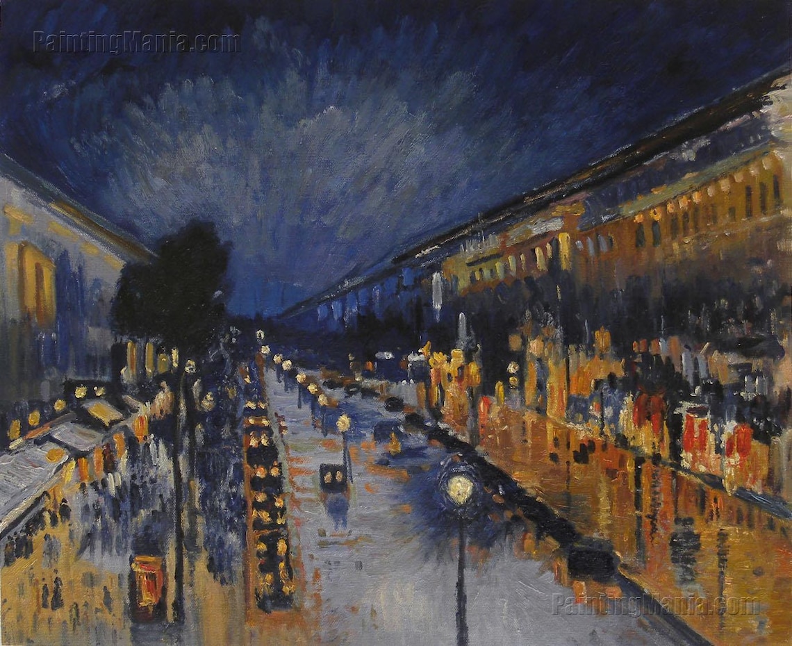 Boulevard Montmartre Night Effect Camille Pissarro Etsy