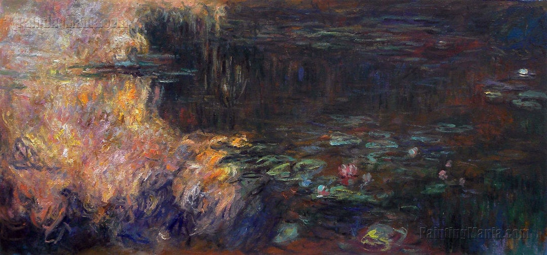 睡蓮の池に映る雲（右パネル） - クロード・モネの高品質油絵複製