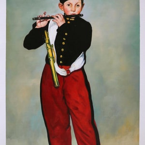 The Fifer Edouard Manet hand-painted oil painting reproduction, portrait of a boy performing,Coffee Room Wall Decor canvas, music room art image 1