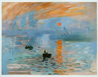 印象の日の出 - クロード・モネの手描きの油絵の複製、ル・アーヴル港