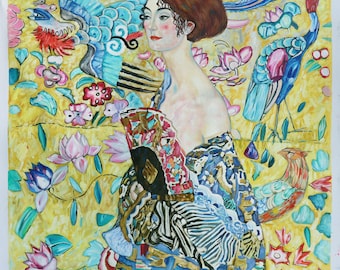 クリムト　扇をもつ夫人 クリムト 扇をもつ夫人 絵画