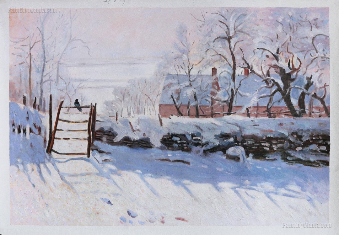 カササギ - クロード・モネの手描き油絵複製、絶妙な雪景色