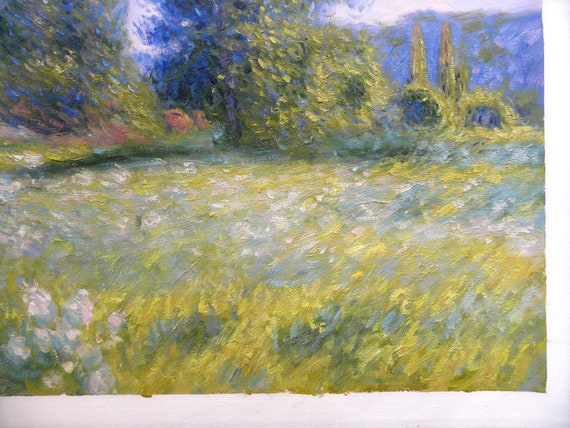 クロードモネ油絵 ジヴェルニーの春の影響 - クロード・モネの手描きの油絵の複製