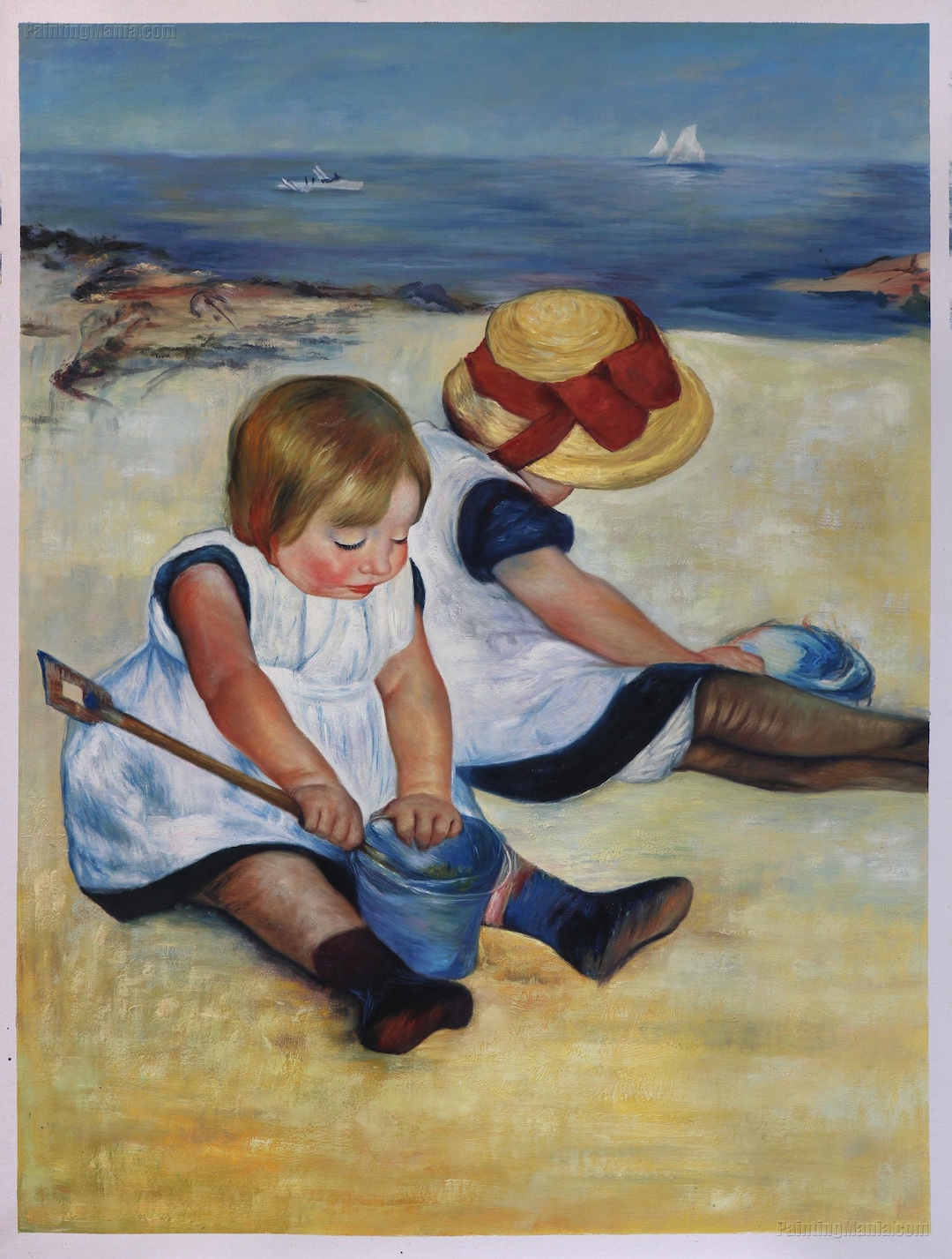 Children on the Shore - Mary Cassatt Hand-painted Oil Painting ...