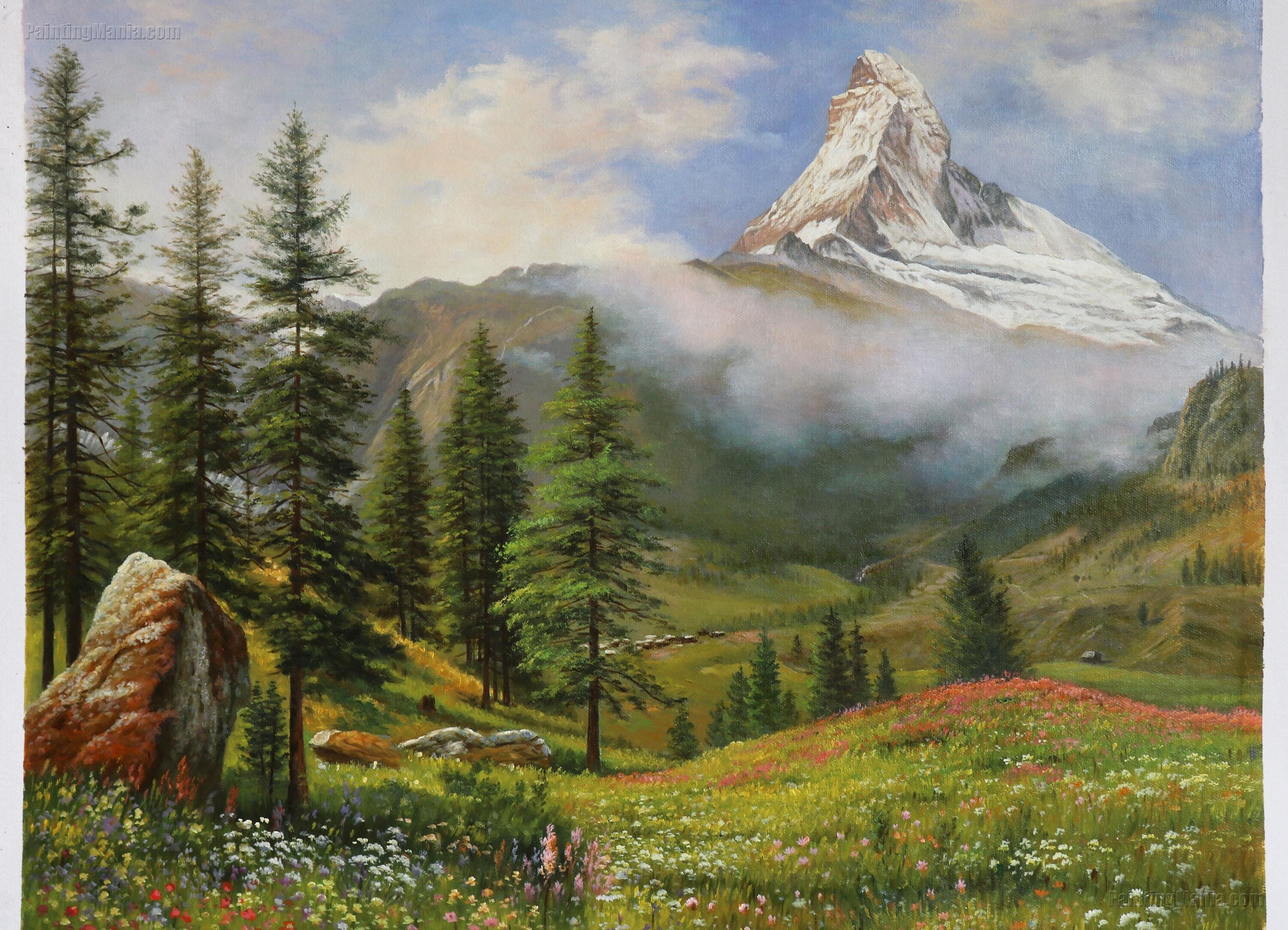 The Matterhorn - Albert Bierstadt Hand-painted Oil Painting
