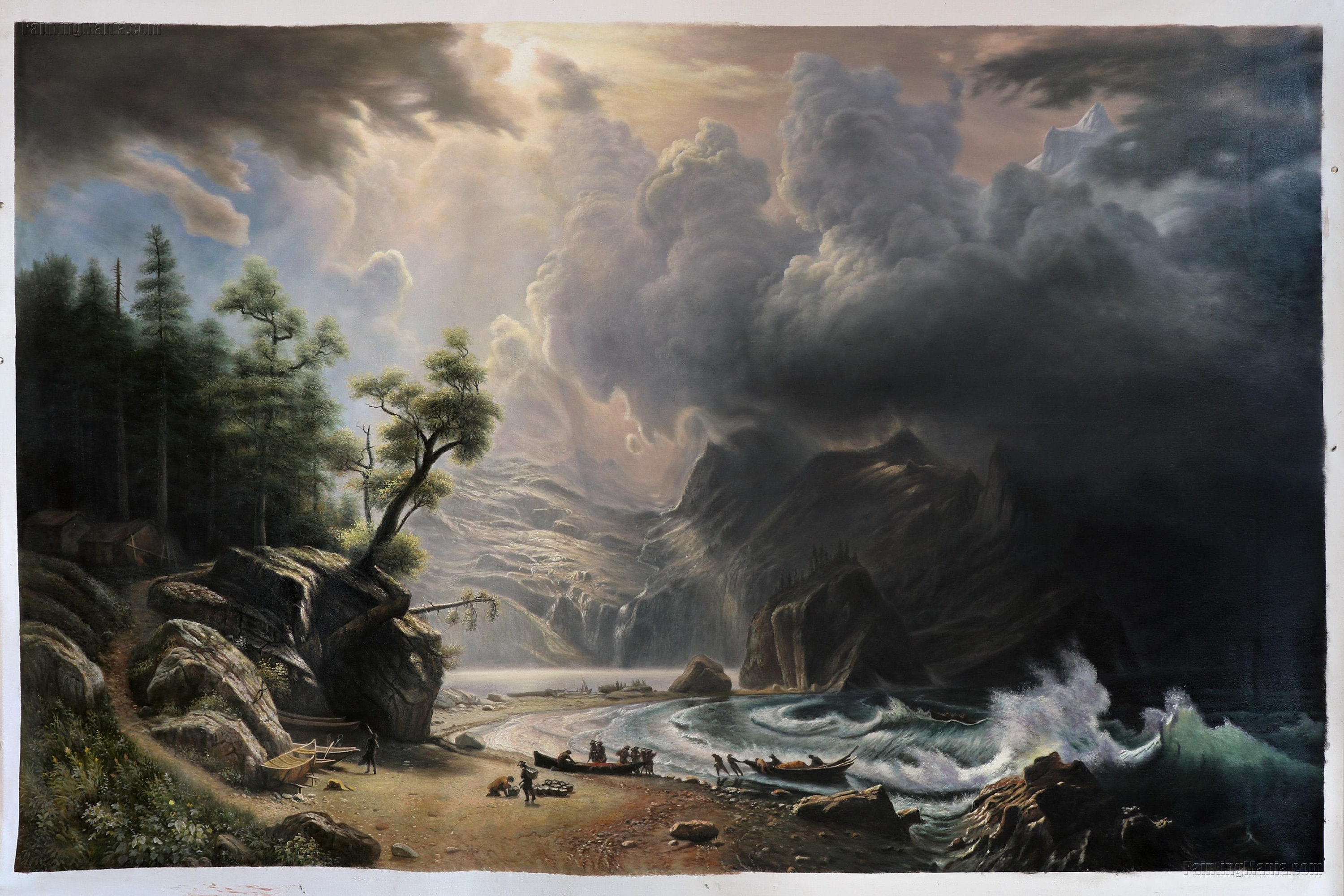 Puget Sound on the Pacific Coast - Albert Bierstadt Hand-painted