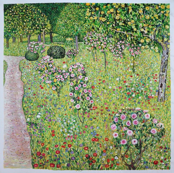 Rosebushes under the Trees Vintage Fine Art Print Gustav Klimt