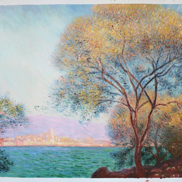 Antibes in the Morning - Claude Monet hand-painted oil painting reproduction,beautiful Mediterranean coast,living room large wall art decor