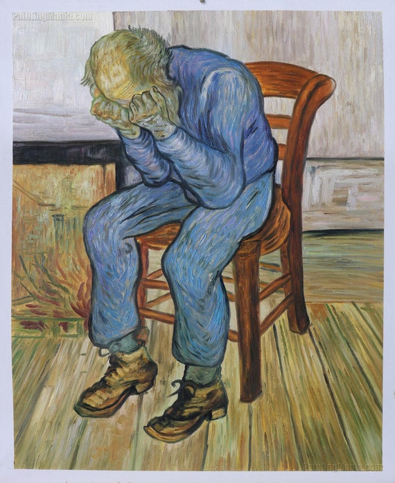 Vieil Homme Dans La Tristesse Sur Le Seuil De Etsy