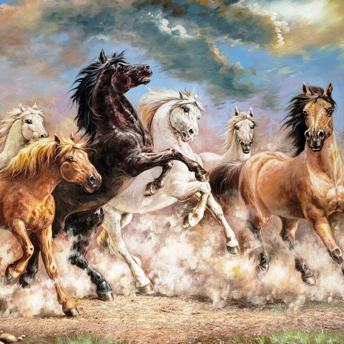 Eight Horses Galloping across the Vast Plain handpainted Etsy