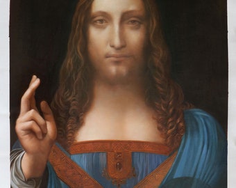 Salvator Mundi - Leonardo da Vinci hand-painted oil painting reproduction,Portrait of Christ by the Renaissance,Savior of the World painting