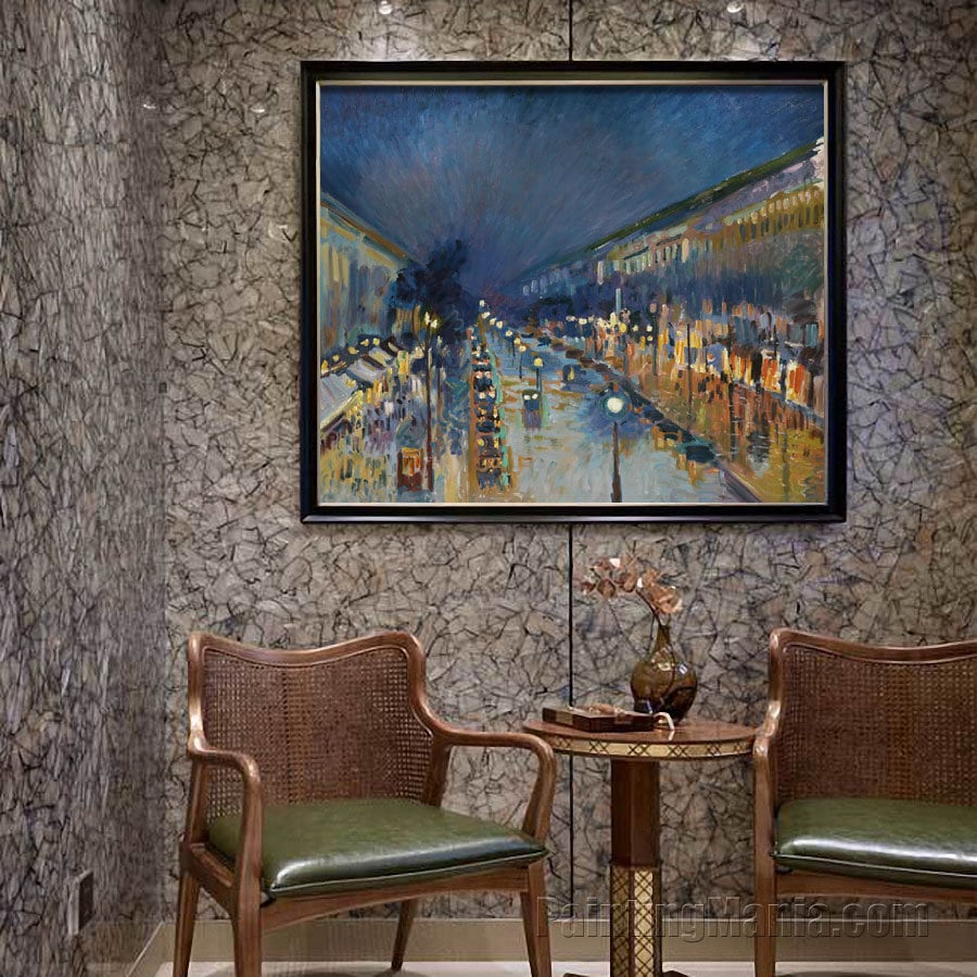 モンマルトル大通り：夜の効果 - カミーユ・ピサロ手描き油絵複製