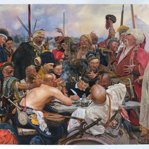 Reply of the Zaporozhian Cossacks to Sultan Mehmed IV of the Ottoman Empire Ilia Efimovich Repin hand-painted oil painting reproduction image 1