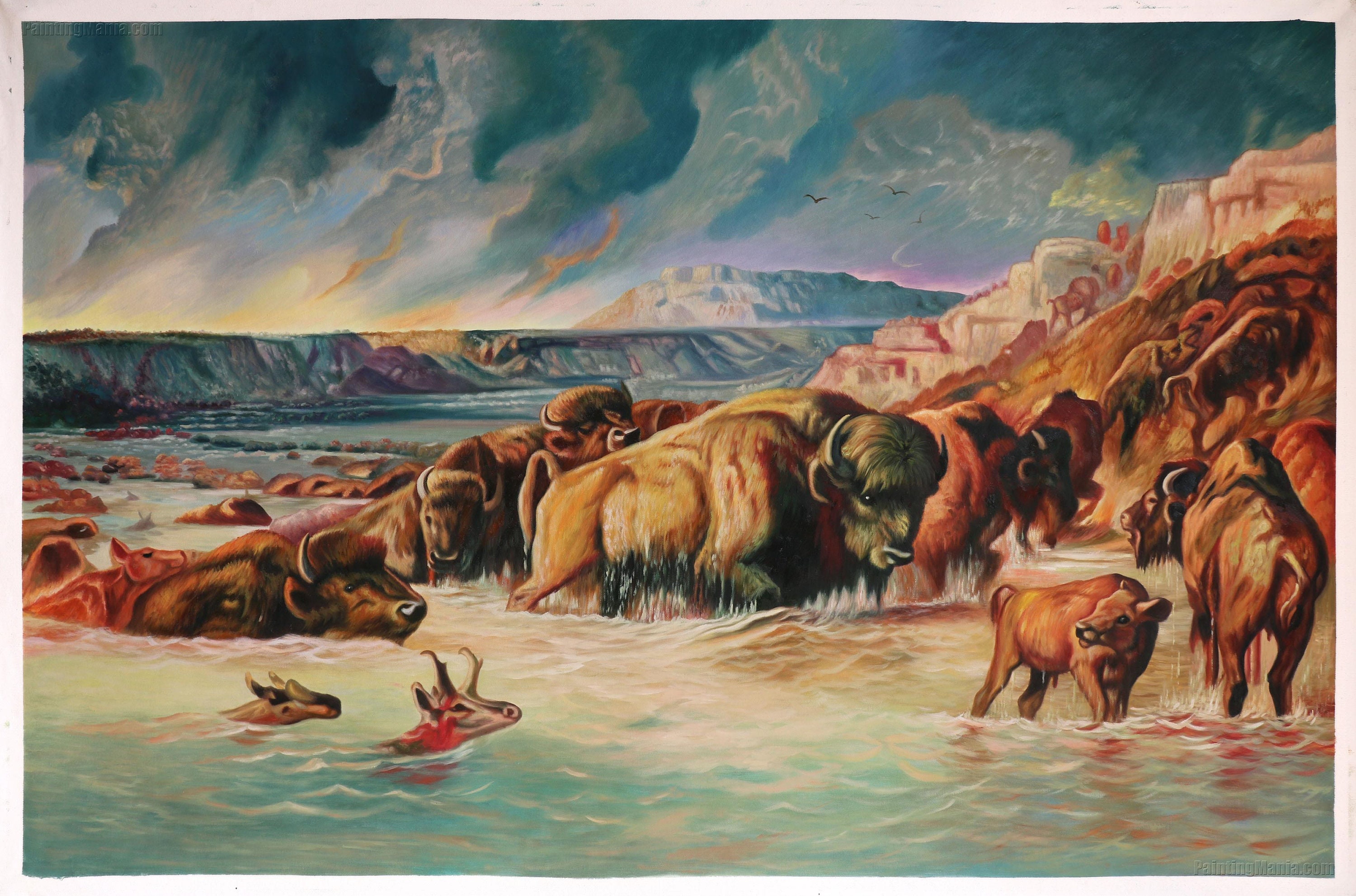 Prairie Fire - Charles Marion Russell Hand-painted Oil Painting