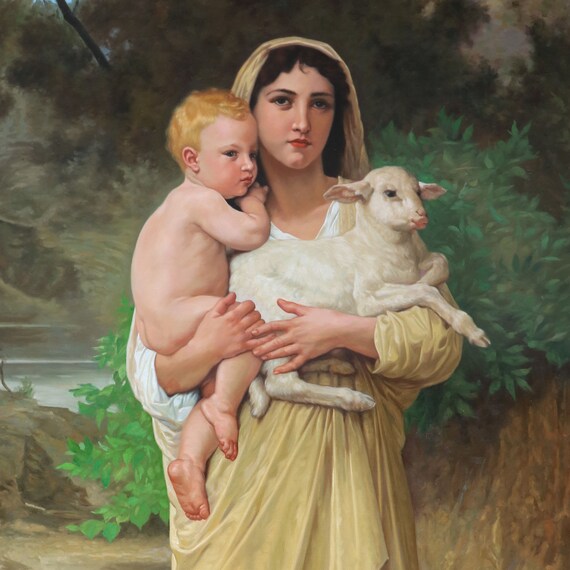 Lambs - William-adolphe Bouguereau Hand-painted Oil Painting