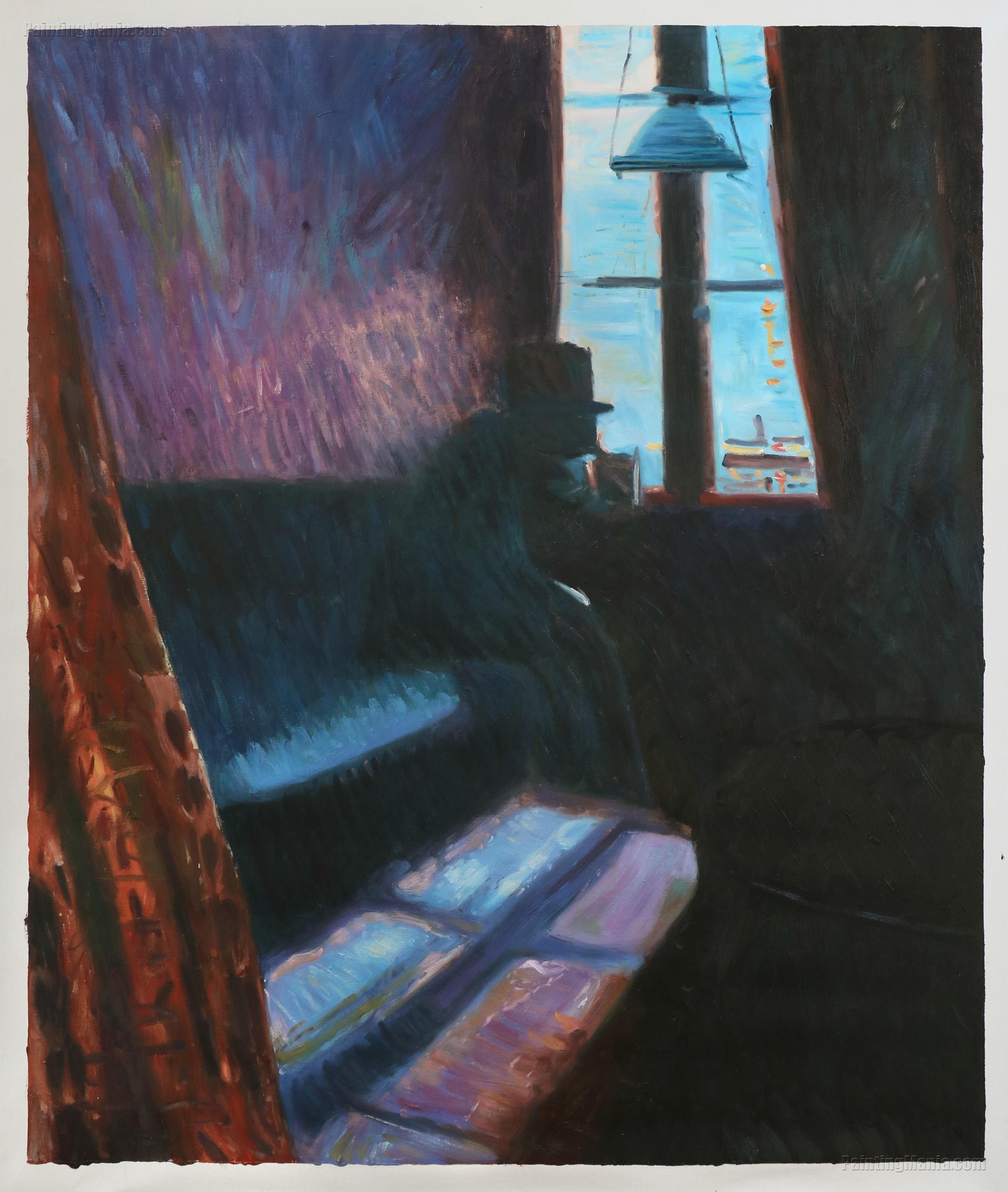 サン・クルーの夜 - エドヴァルド・ムンクの手描きの油絵、セーヌ川の