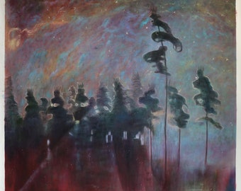 シュルレアリスム【森のcafe 】肉筆油彩画　作者不詳 アルスクモノイ ARSKUMONOI on X