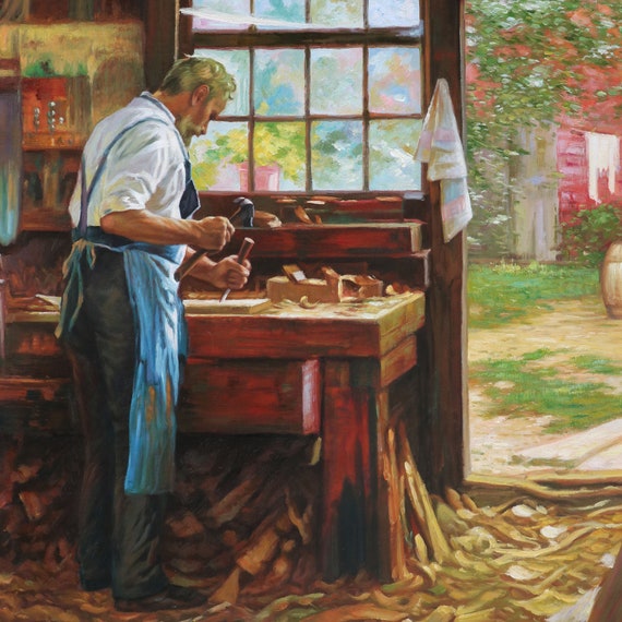 The Village Carpenter - Edward Henry Potthast Hand-painted Oil