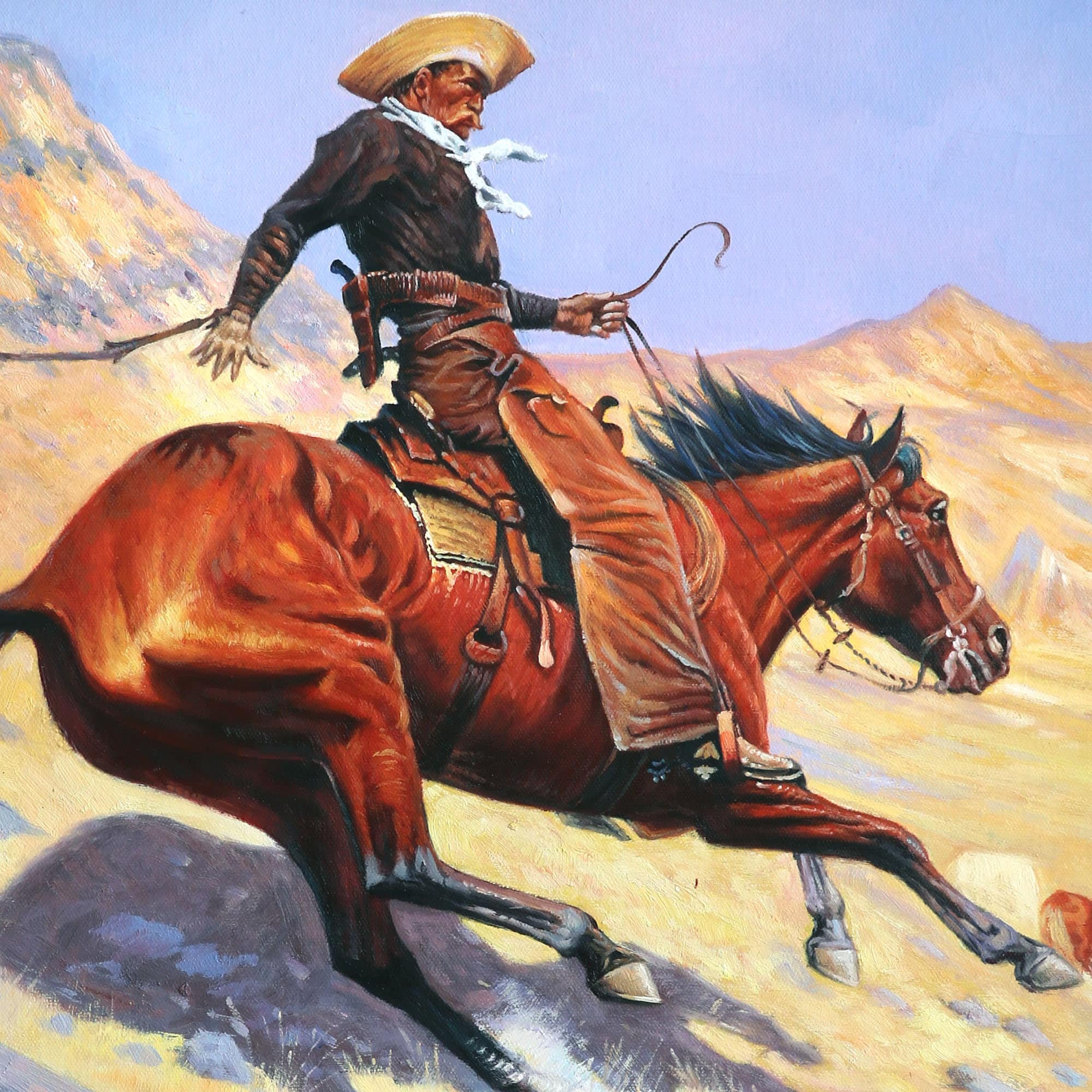 Stampa Su Tela 'The Stampede' Di Frederic Remington - Quadro Western 50x75 Cm, Decorazione Da Parete, Regalo