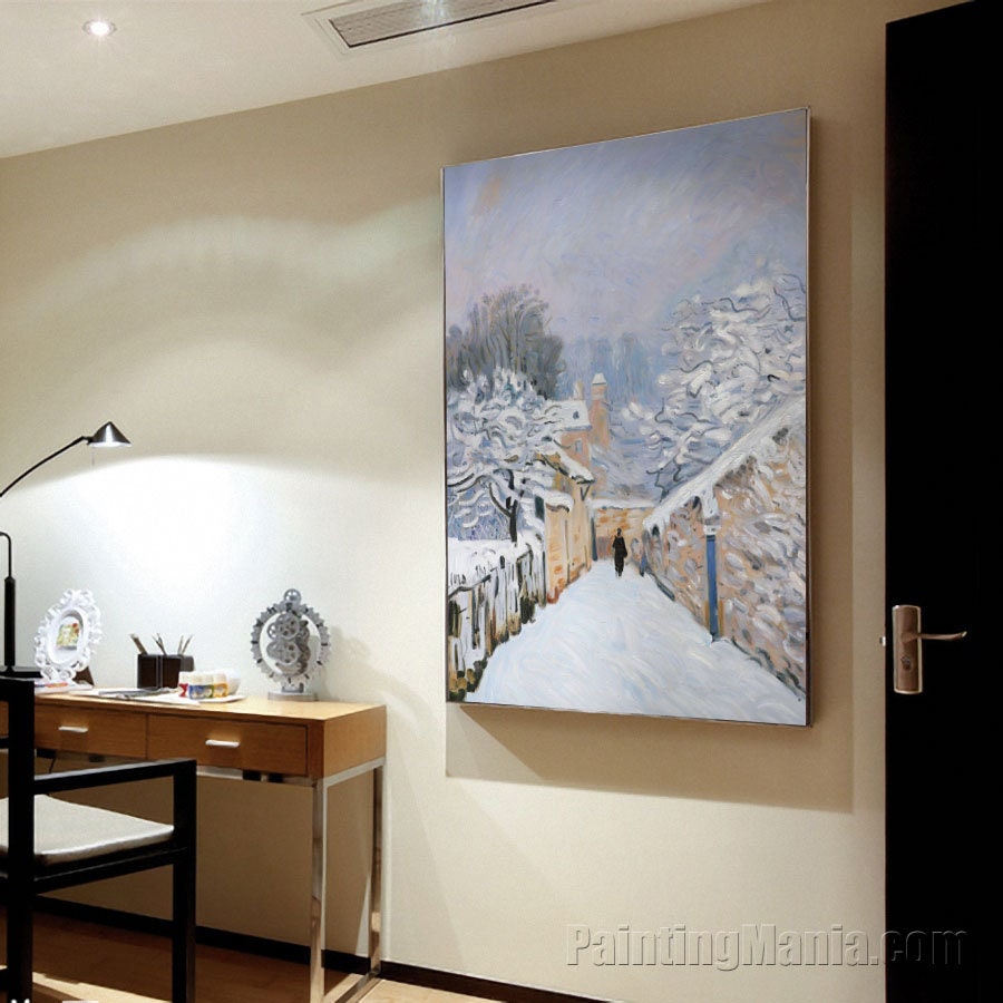 ルーヴシエンヌの雪 - アルフレッド・シスレーの手描き油絵複製