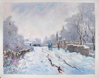 アルジャントゥイユの雪景色 - クロード・モネの手描き油絵複製