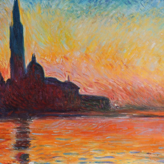 クロード・モネ作 油絵 複製《夕暮れ時のサンジョルジョ