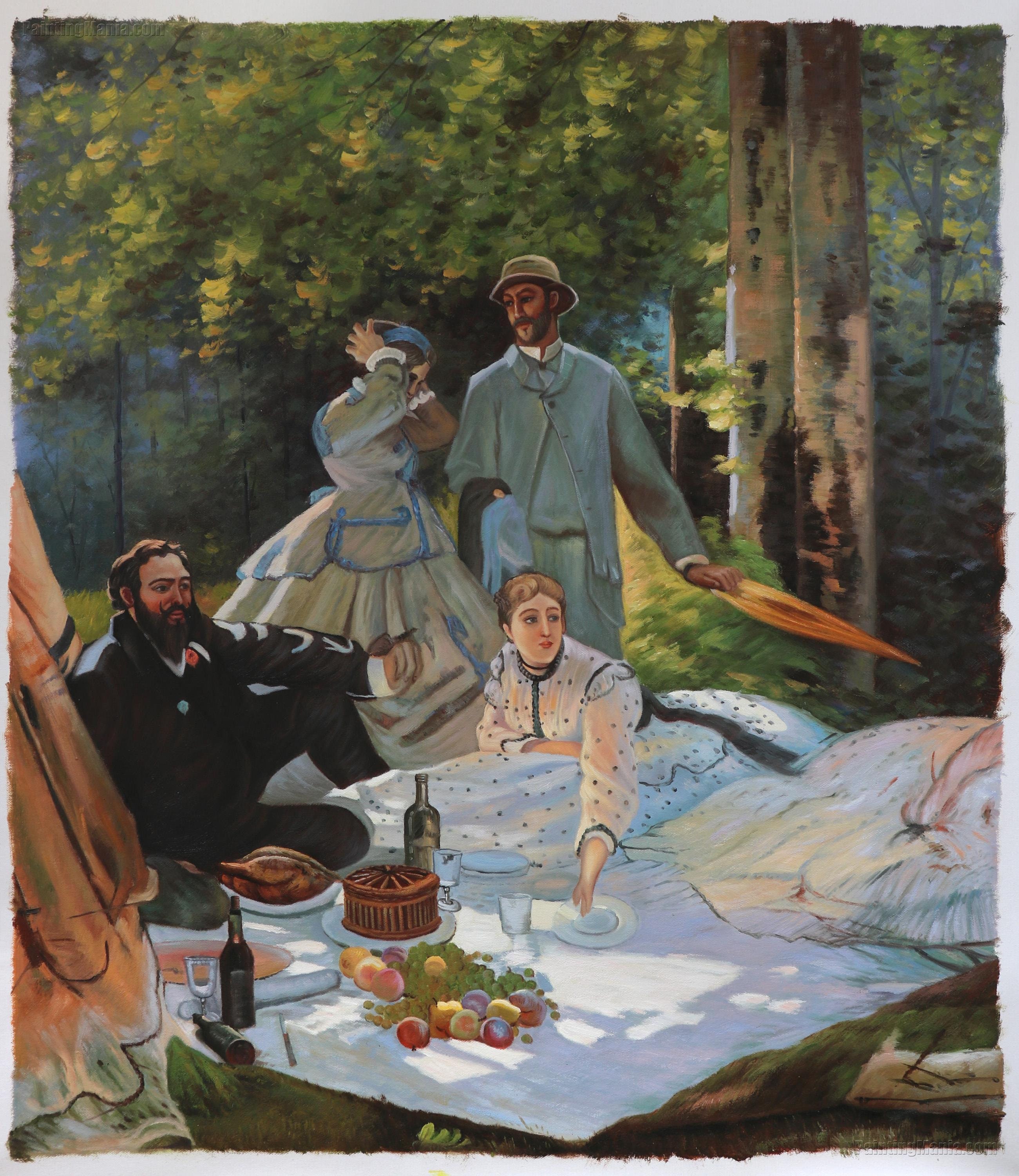 Dejeuner sur l'herbe (ピクニック)。右の断片 - クロード・モネの