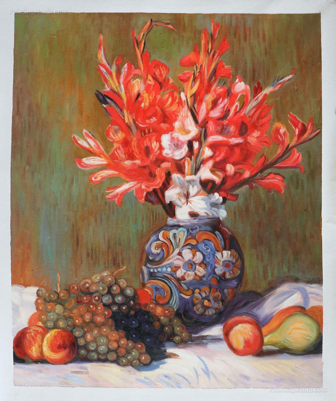 絵画 油絵 田澤禮次 肉筆油絵 静物画 コスモス 花瓶 F10