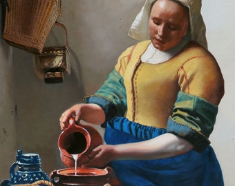 Het melkmeisje - Johannes Vermeer handgeschilderde olieverf