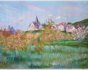 クロード・モネ - 花を咲かせた梨の木 1885年 美術館品質のロールド