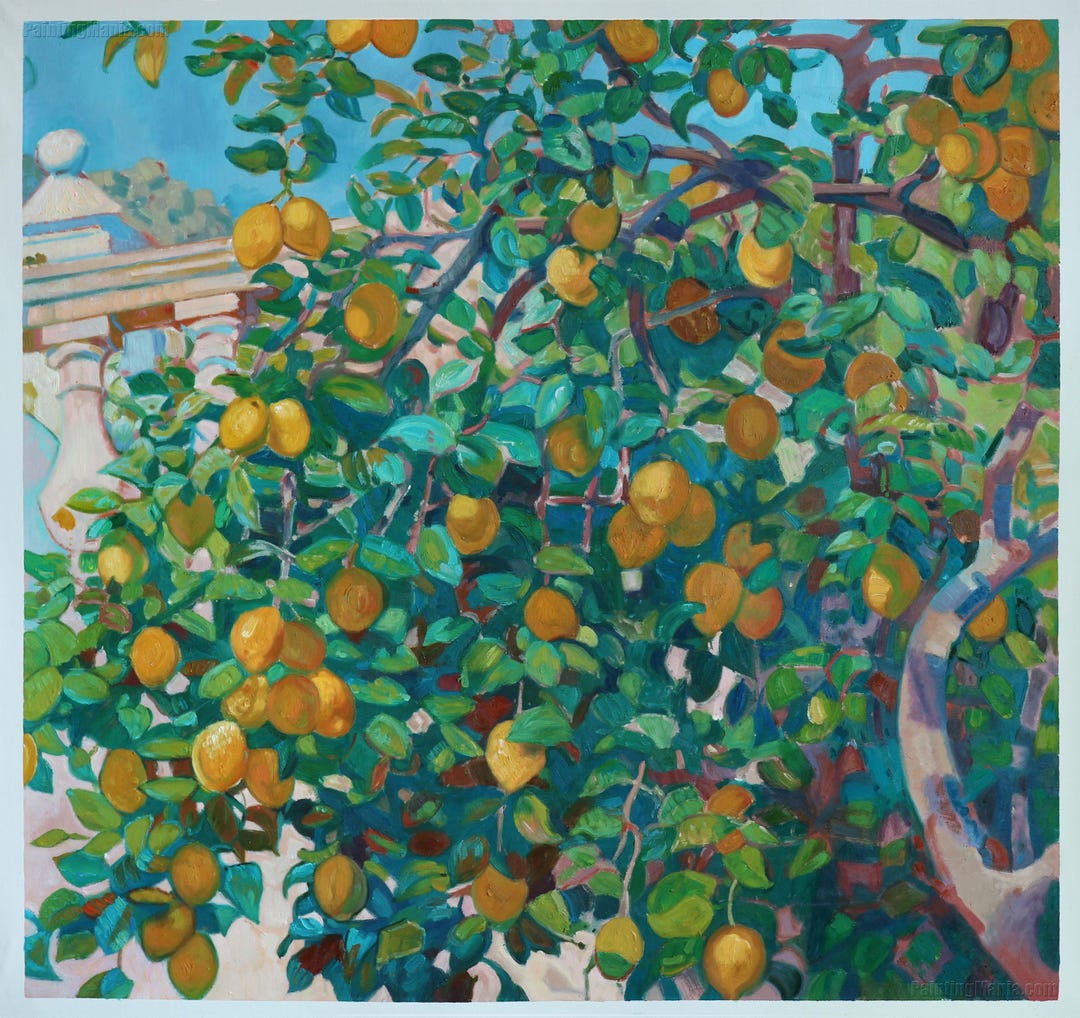 Lemons in La Mortola - Theo Van Rysselberghe Hand-painted Oil