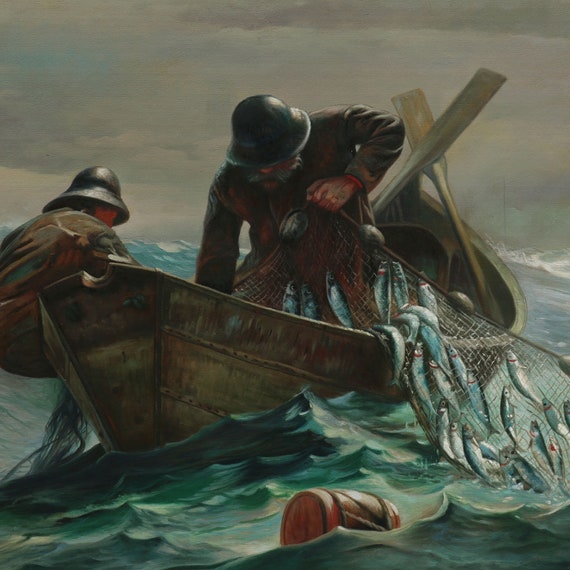 若者に人気のブランド ニシン網 - ウィンスロー・ホーマーの手描き油絵複製、魚を捕る 絵画